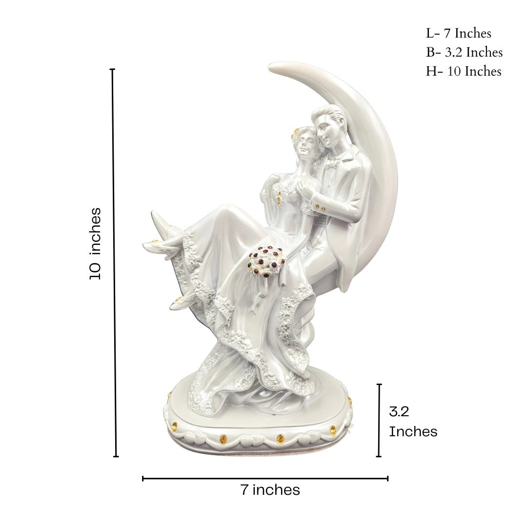 Couple Sitting on Moon | Showpiece | Romantic Decor | White