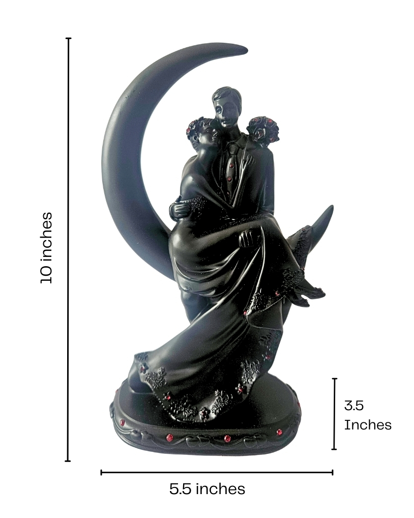 Couple Sitting on Moon | Showpiece | Romantic Decor | Black