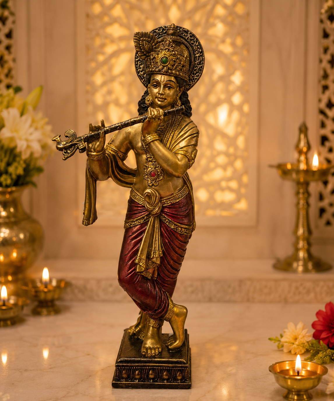 Krishna | Idol | Spiritual Decor | Golden