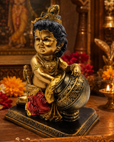Laddu Gopal with Makhan Murti | Golden Red | Symbol of Joy, Prosperity & Divine Blessings