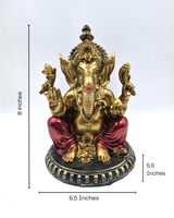 Ganesha | Idol | Spiritual Decor | Golden Red