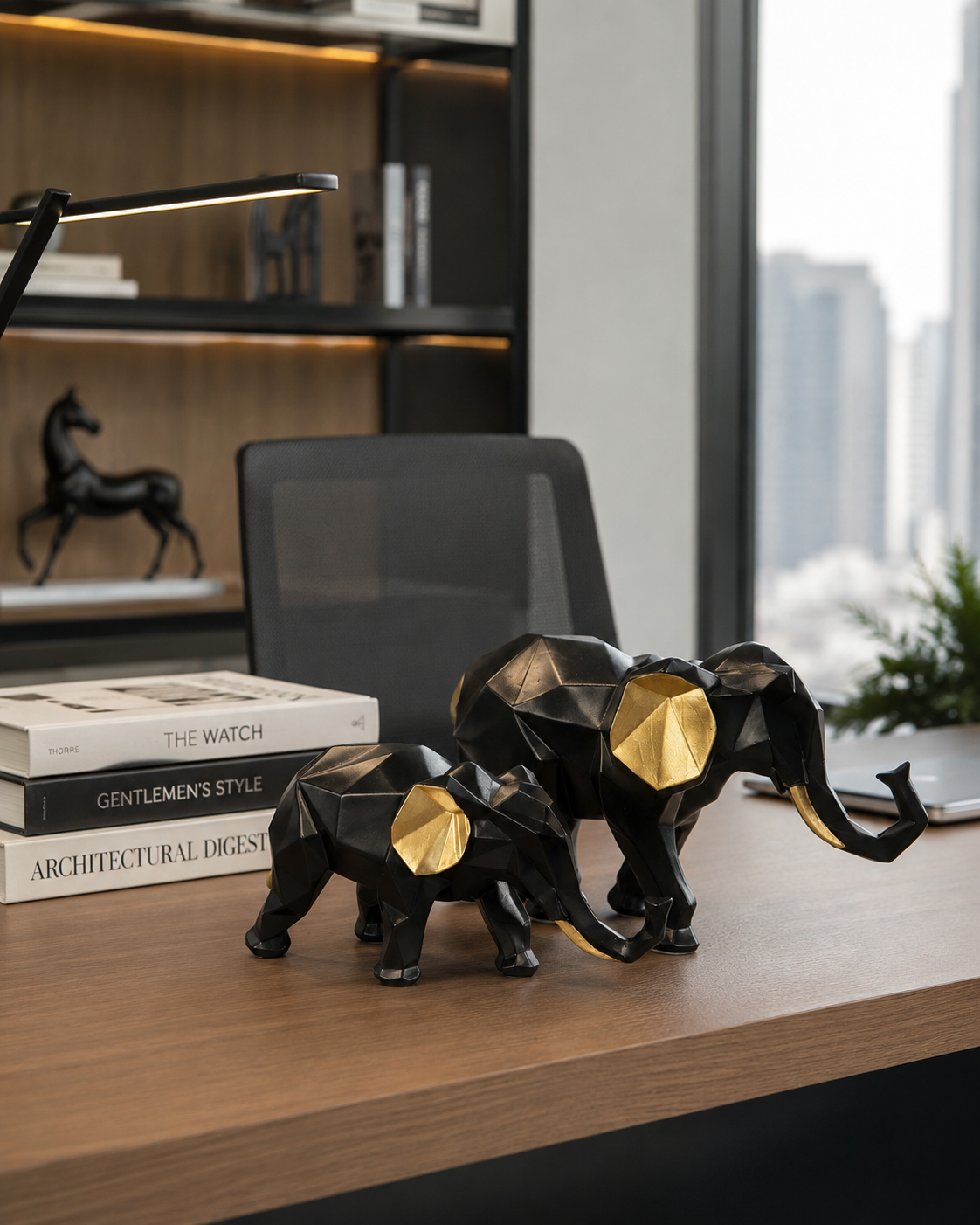 Elephant Pair | Figurine | Home Decor | Black Gold