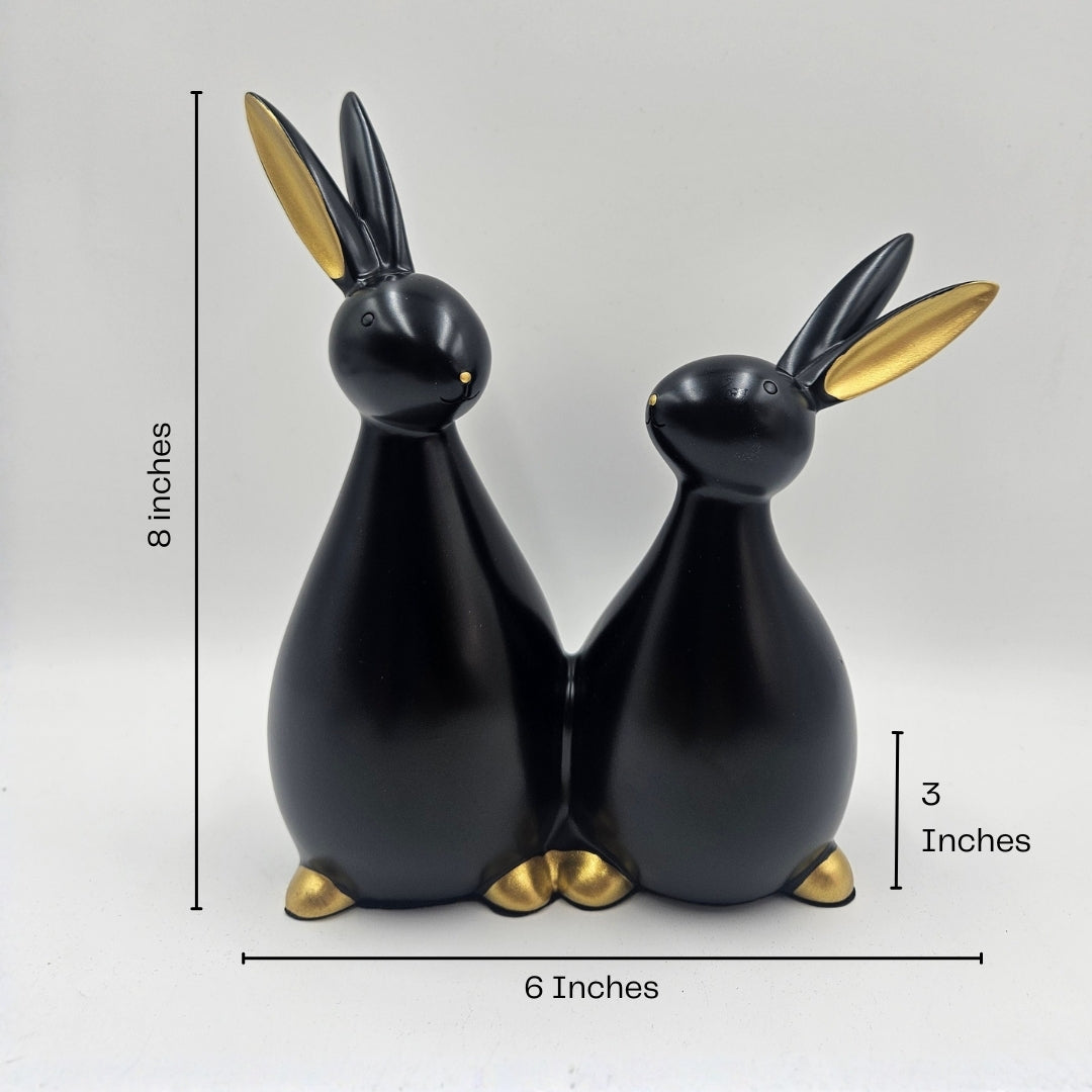 Rabbit Pair | Showpiece | Home Decor Accent | Black