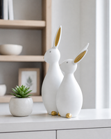 Rabbit Pair | Figurine | Home Decor Accent | White