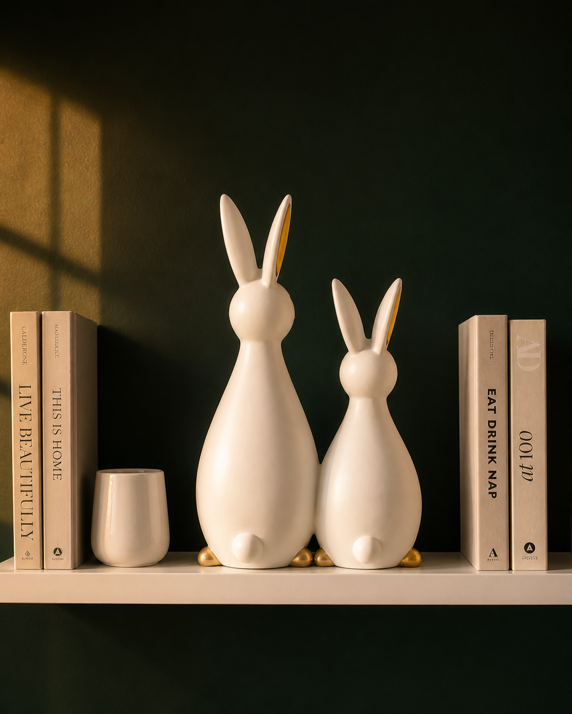 Rabbit Pair | Figurine | Home Decor Accent | White