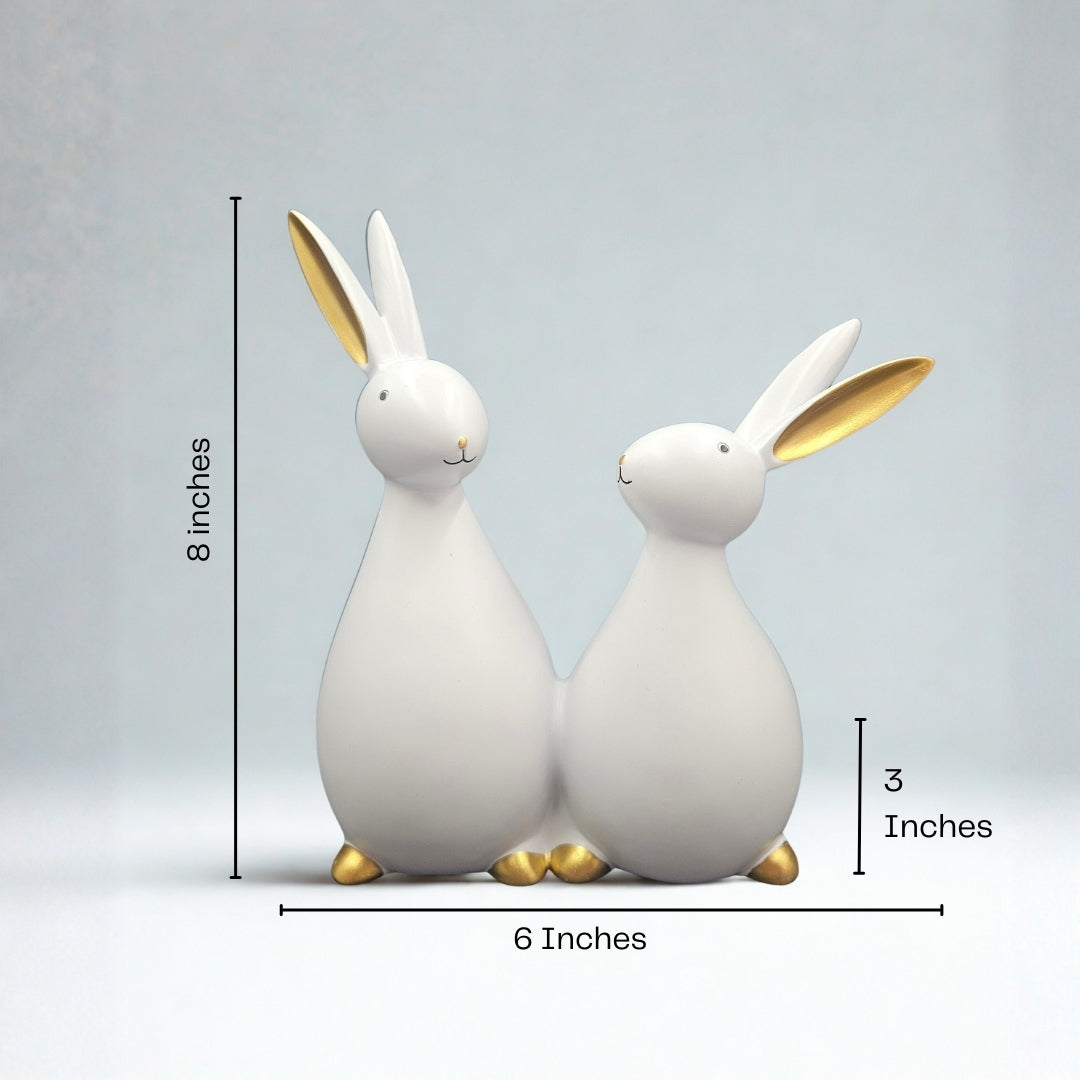 Rabbit Pair | Figurine | Home Decor Accent | White