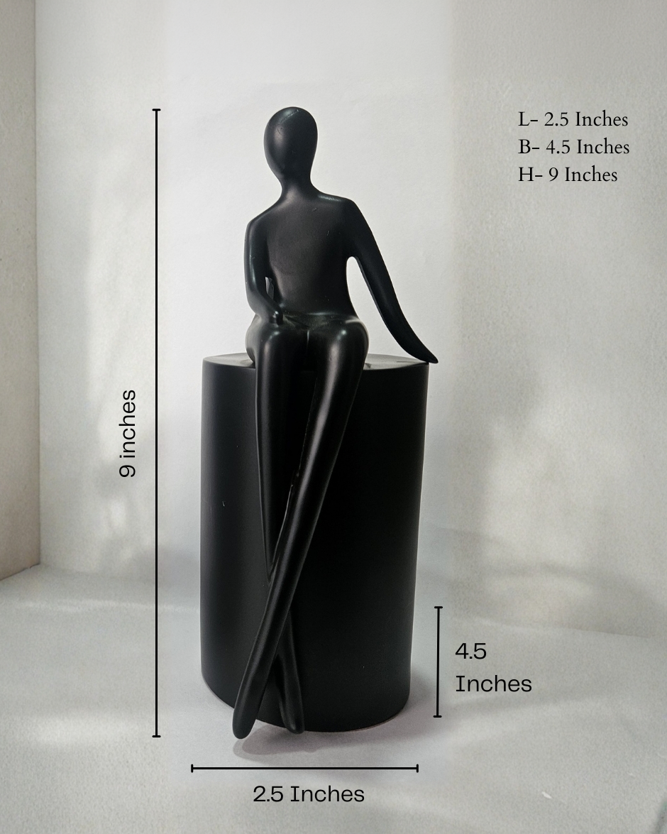 Man Sitting | Figurine | Modern Decor | Black