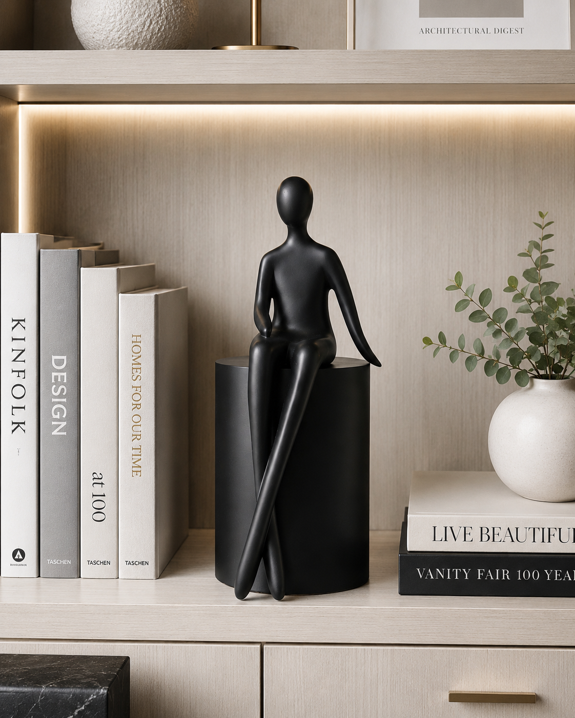 Man Sitting | Figurine | Modern Decor | Black