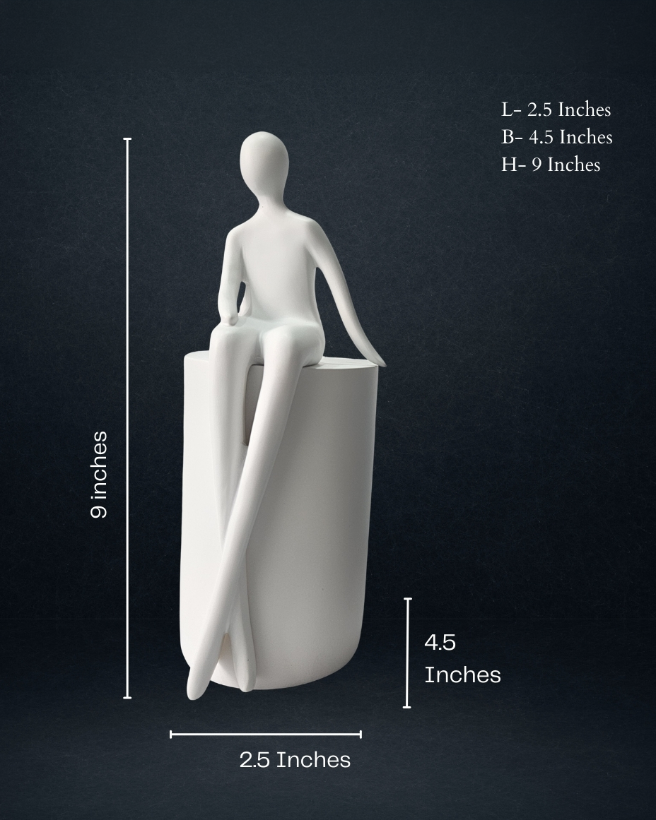 Man Sitting | Figurine | Modern Decor | White
