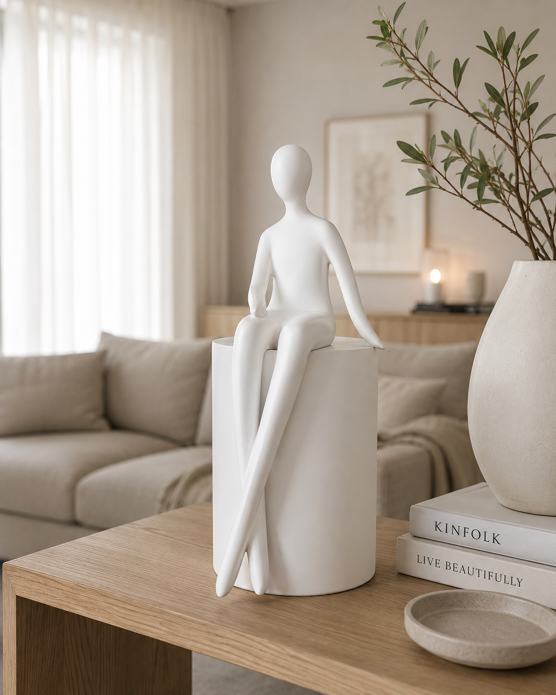 Man Sitting | Figurine | Modern Decor | White
