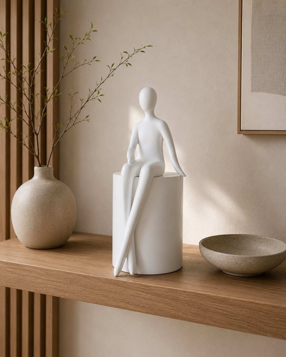 Man Sitting | Figurine | Modern Decor | White