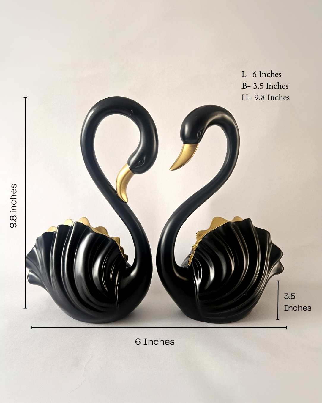 Swan Pair | Figurine | Elegant Decor | Black