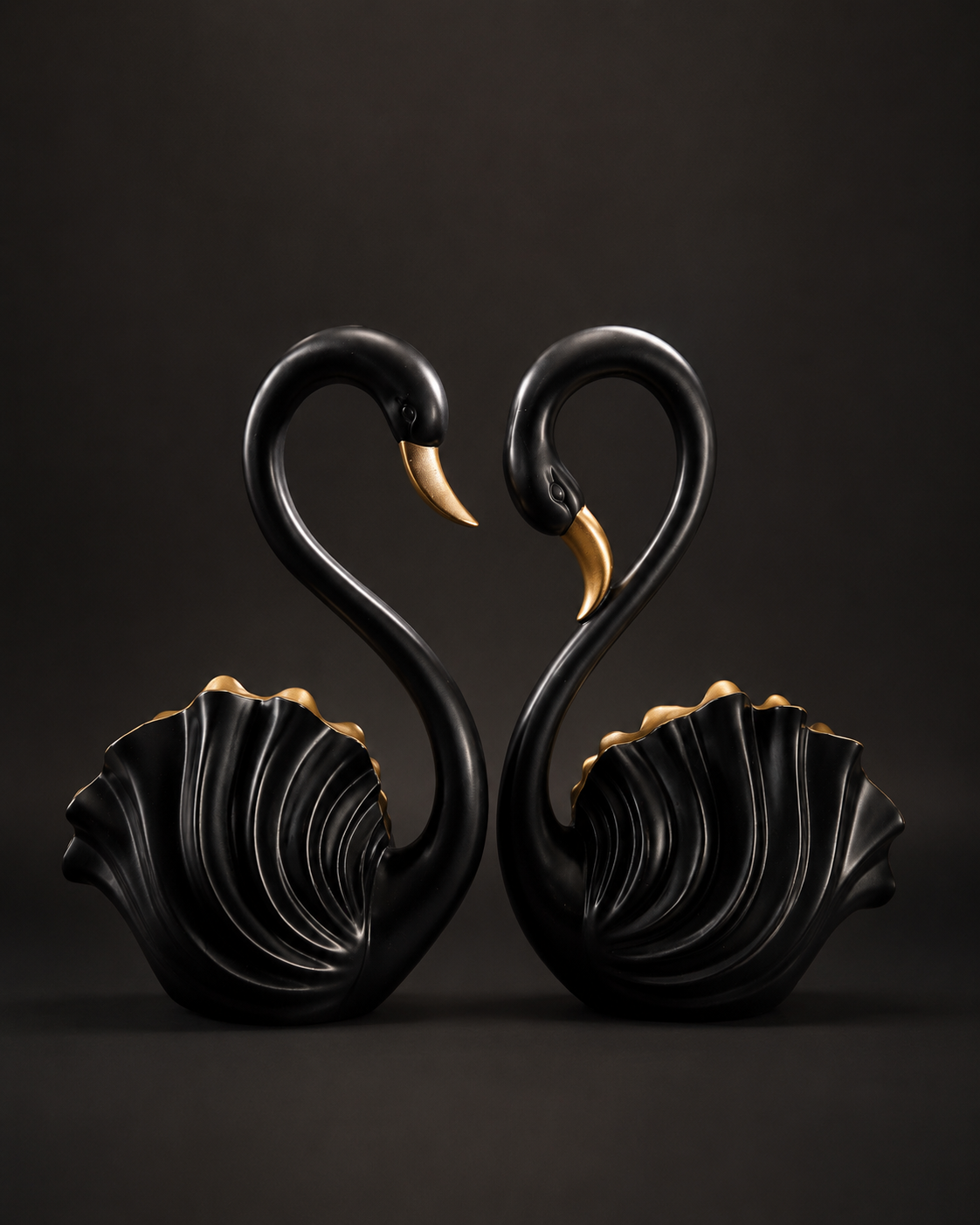 Swan Pair | Figurine | Elegant Decor | Black