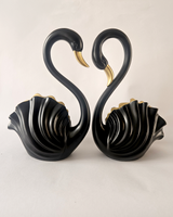 Swan Pair | Figurine | Elegant Decor | Black