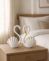 Swan Pair | Figurine | Elegant Decor | White