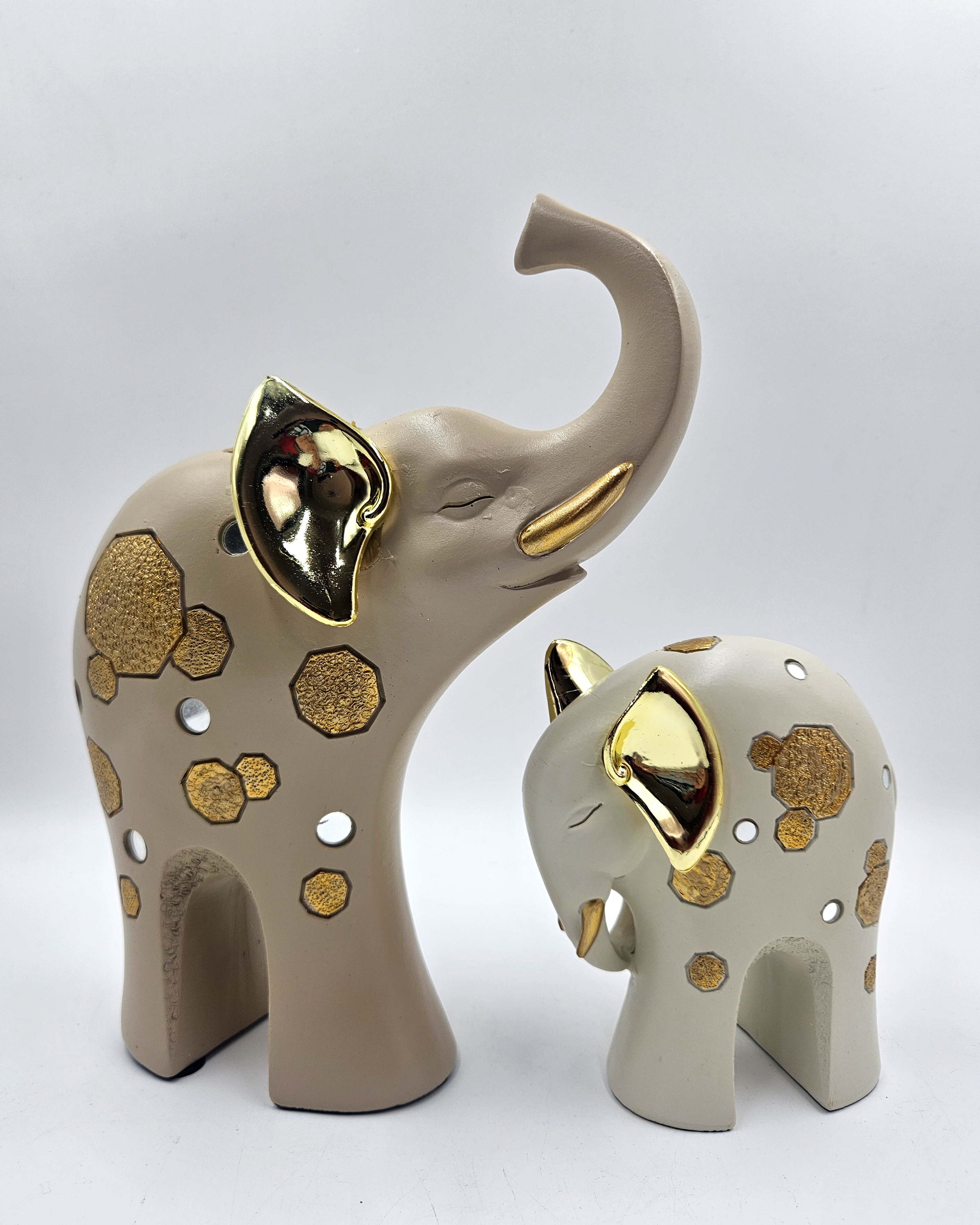 Elephant Pair | Figurine | Vastu Home Decor | Beige White