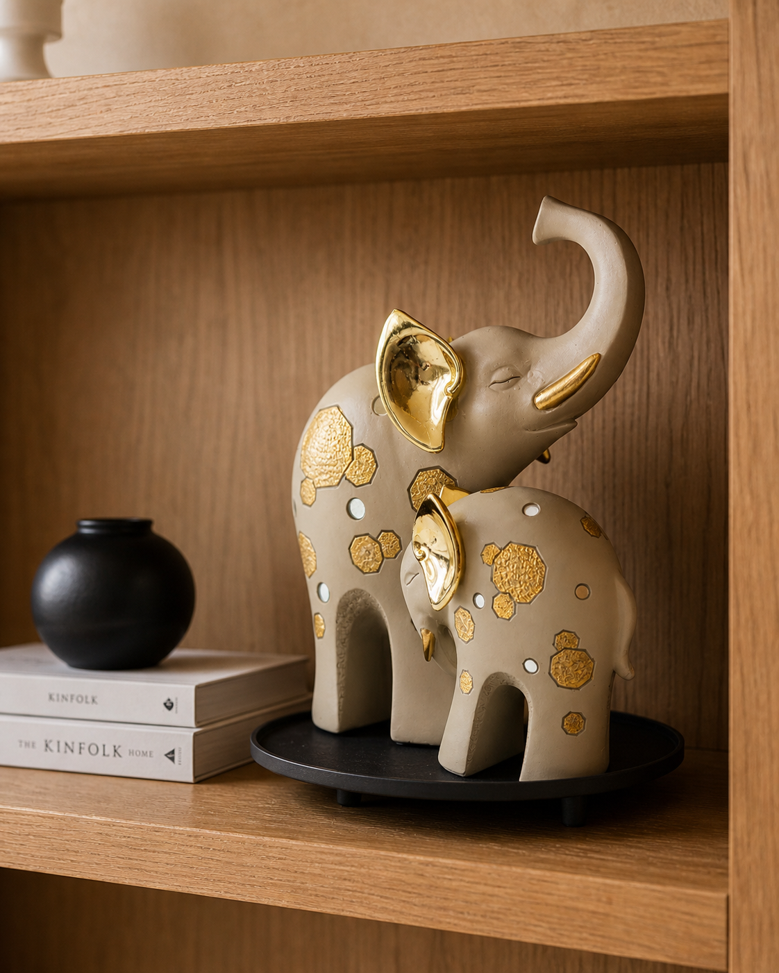 Elephant Pair | Figurine | Vastu Home Decor | Beige White
