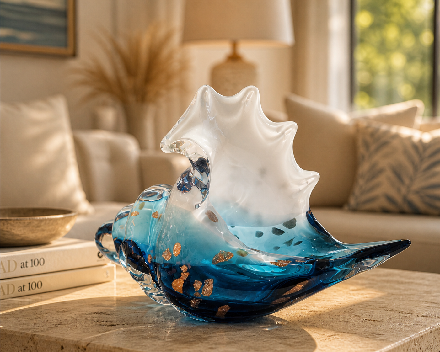 Crystal Shankh | Showpiece | Spiritual Decor | Blue