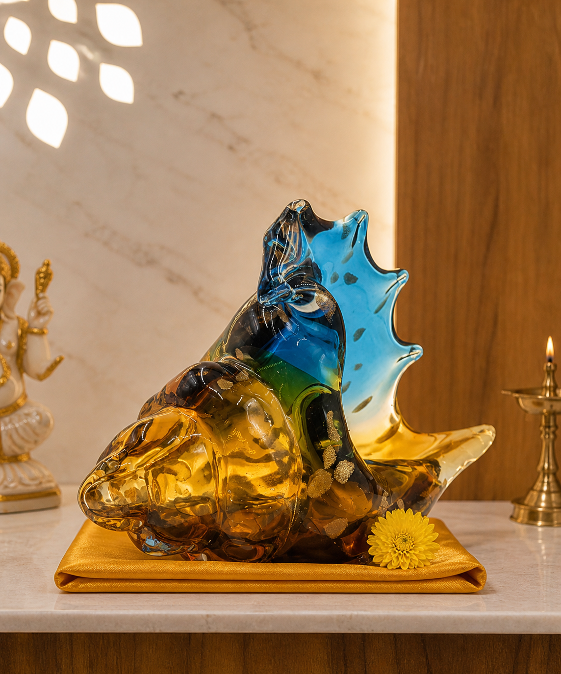 Crystal Shankh | Showpiece | Spiritual Decor | Multicolor