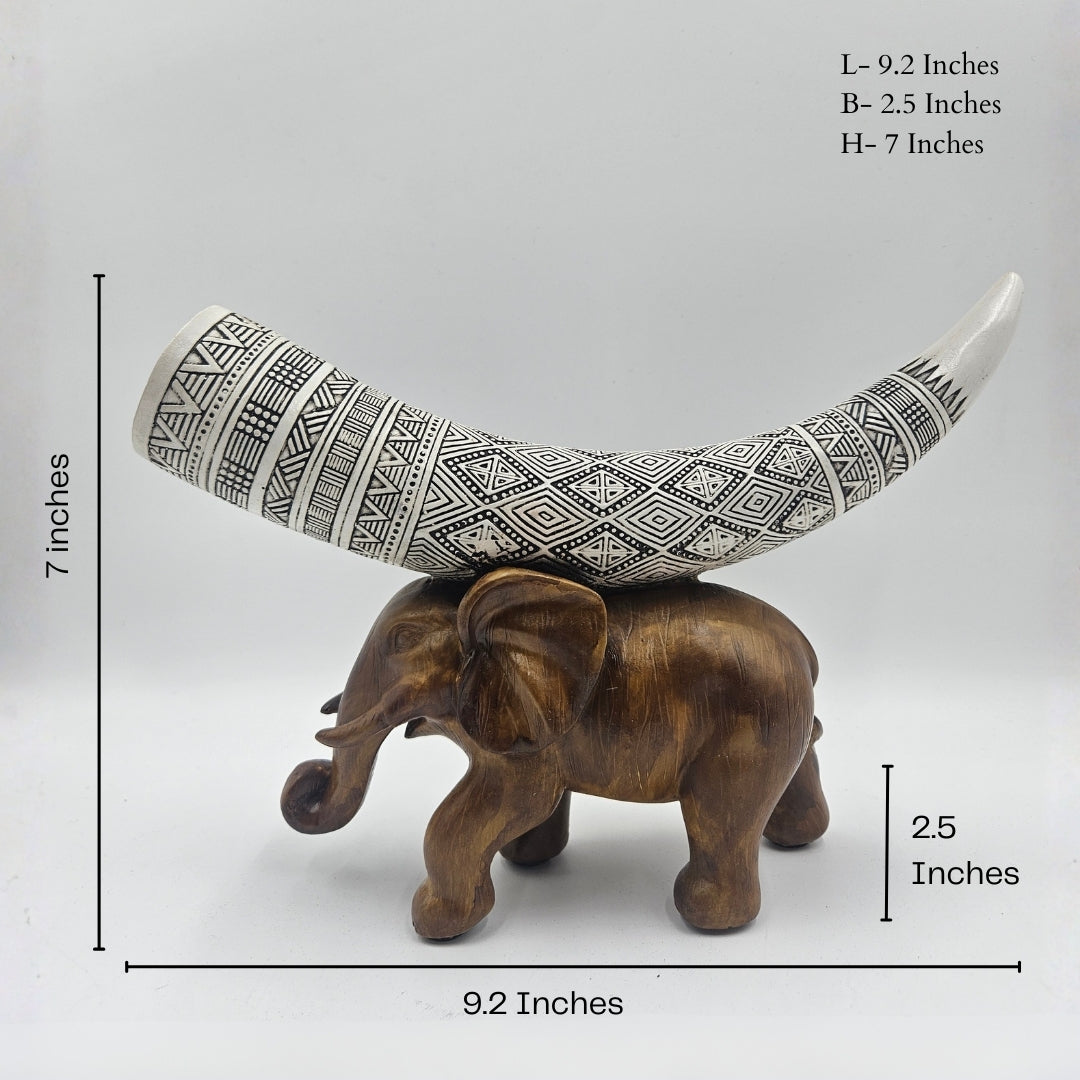 Elephant with Tusks | Statue | Traditional Decor | Premium