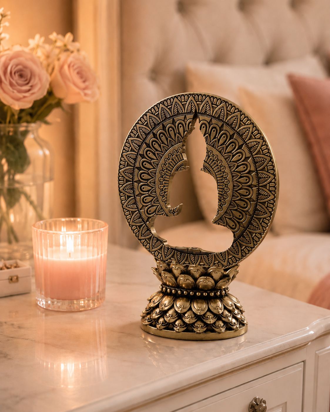 Hollow Buddha | Statue | Meditation Decor | Rose Gold