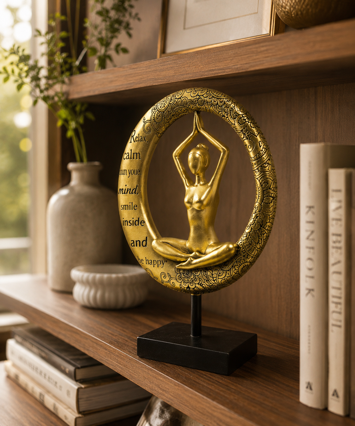 Yoga Pose Hands Up | Figurine | Meditation Decor | Golden