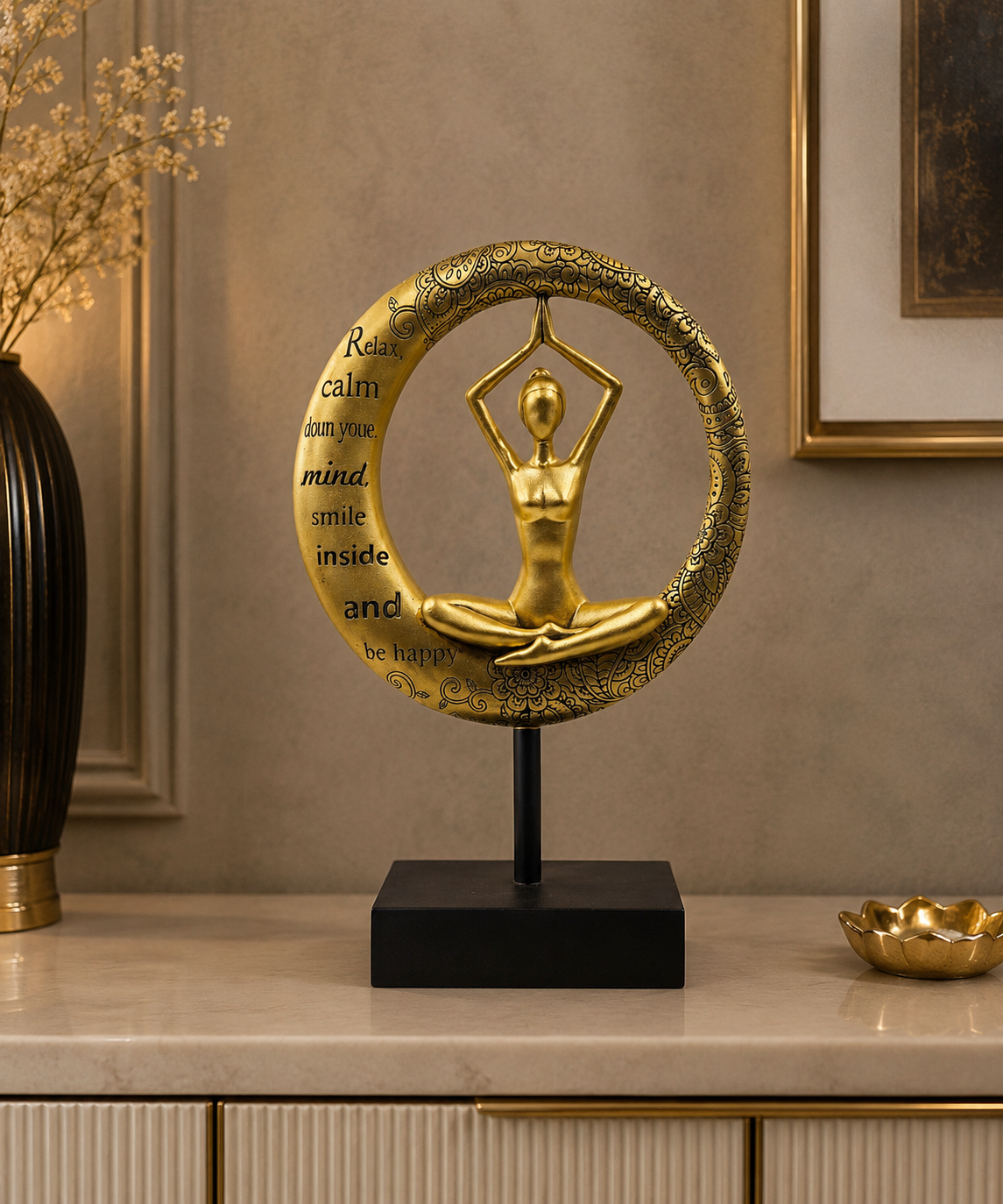 Yoga Pose Hands Up | Figurine | Meditation Decor | Golden
