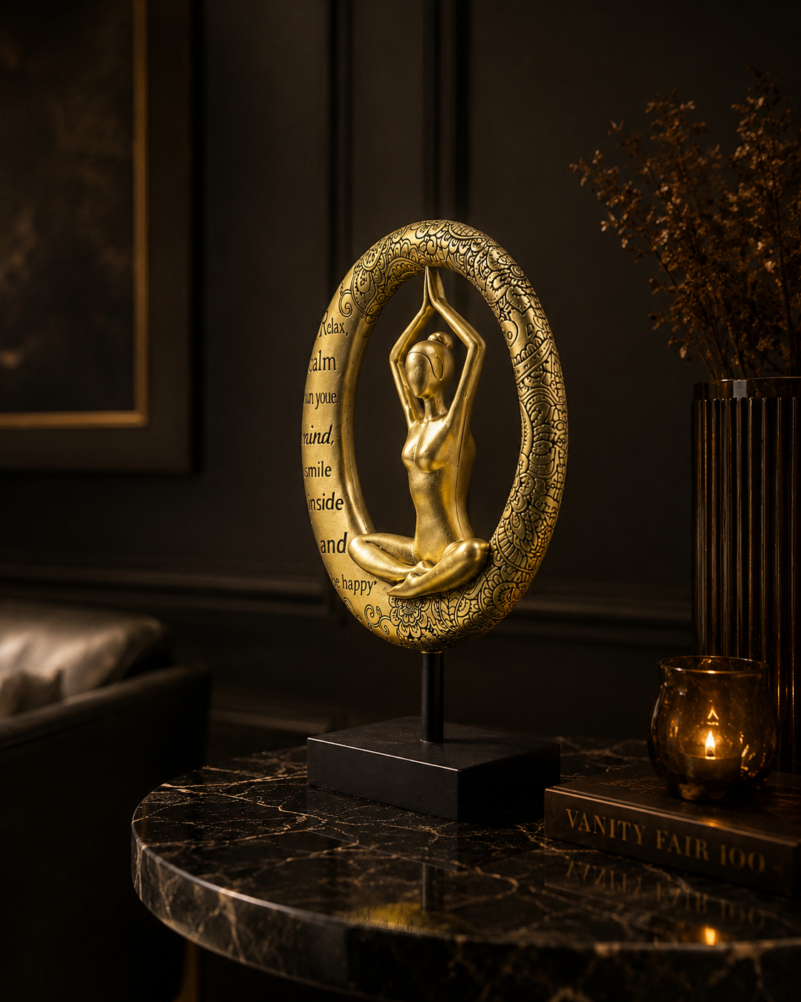 Yoga Pose Hands Up | Figurine | Meditation Decor | Golden