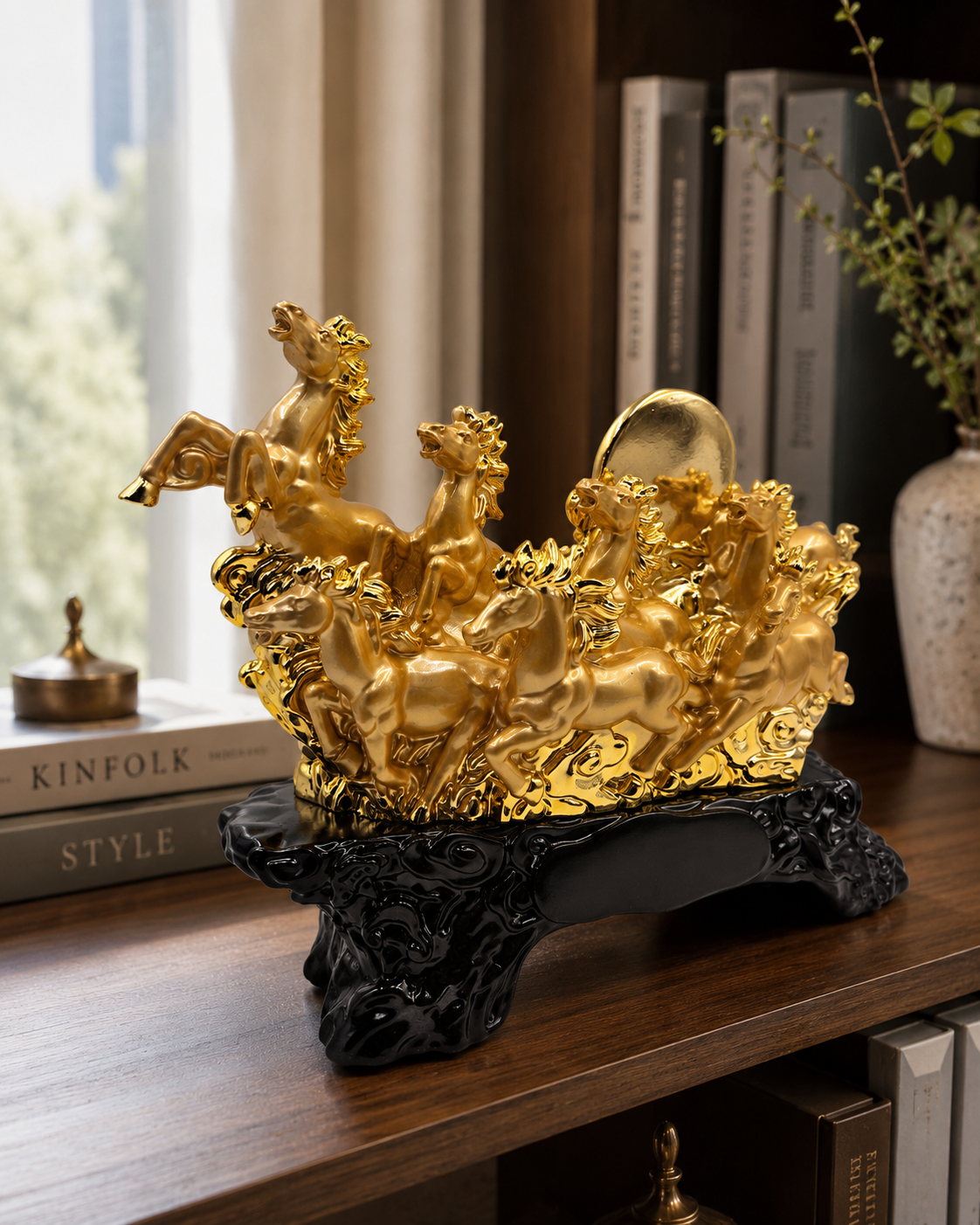 7 Running Horses | Statue | Vastu Decor | Golden