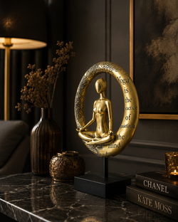 Yoga Sitting Pose | Figurine | Meditation Decor | Golden