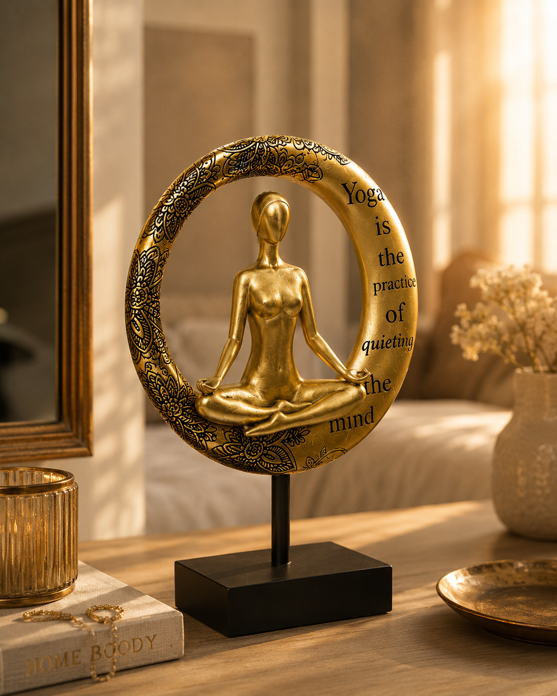 Yoga Sitting Pose | Figurine | Meditation Decor | Golden