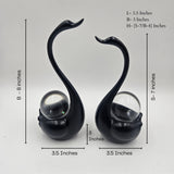Swan Pair with Crystal Ball | Showpiece | Luxury Decor | Black