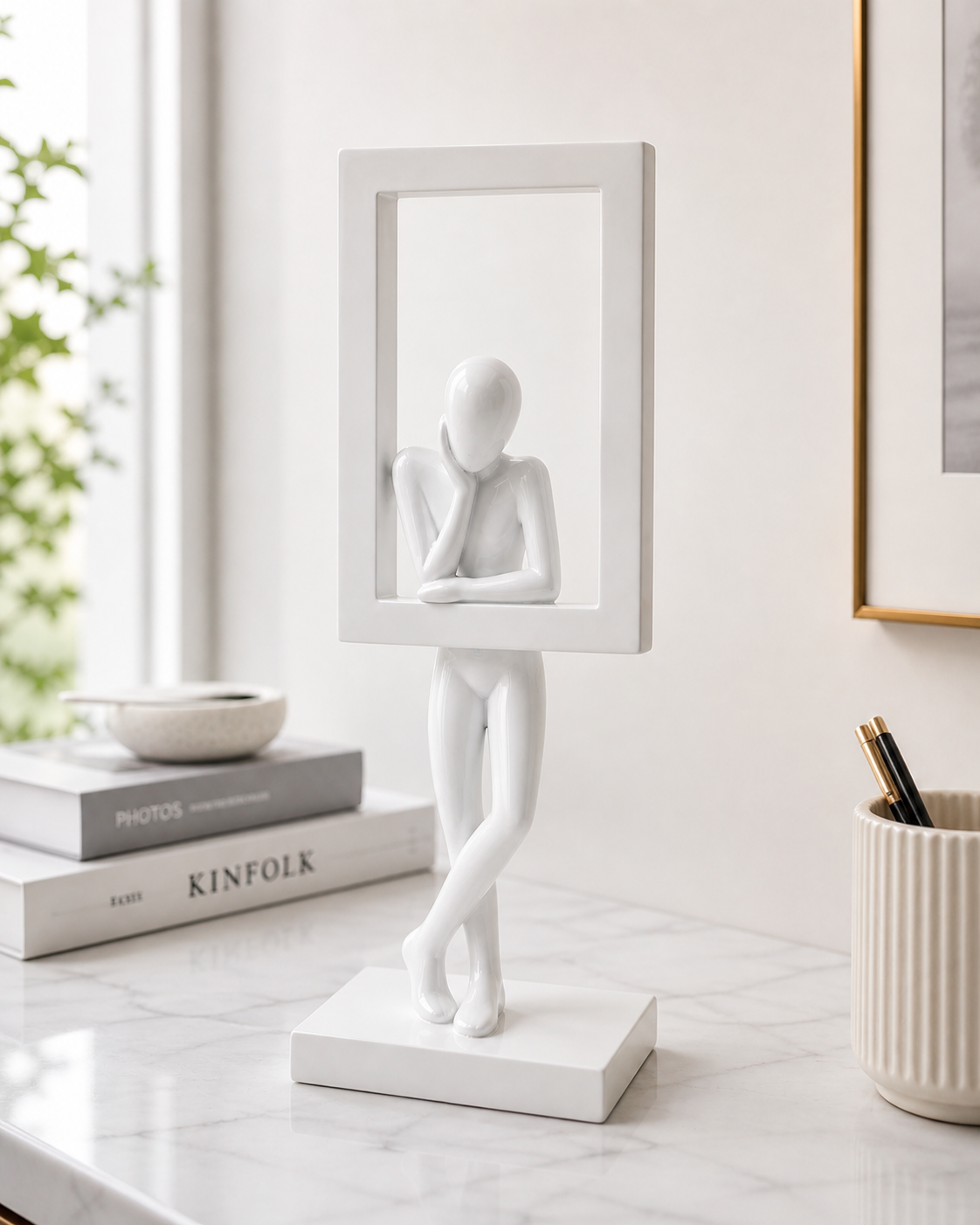 Man in Frame | Sculpture | Modern Decor | White