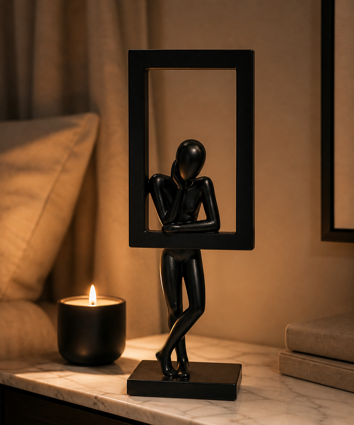 Man in Frame | Sculpture | Modern Decor | Black