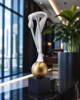 Bending Man | Figurine | Abstract Decor | White