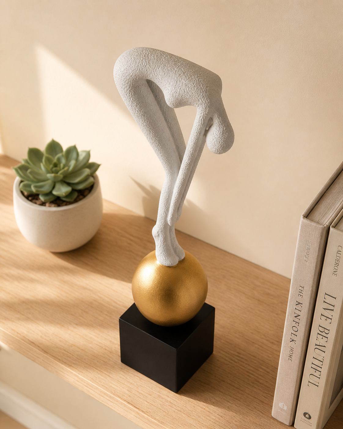 Bending Man | Figurine | Abstract Decor | White