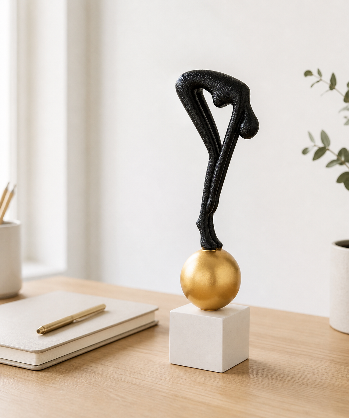 Bending Man | Figurine | Abstract Decor | Black