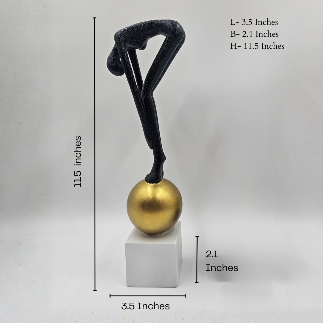 Bending Man | Figurine | Abstract Decor | Black