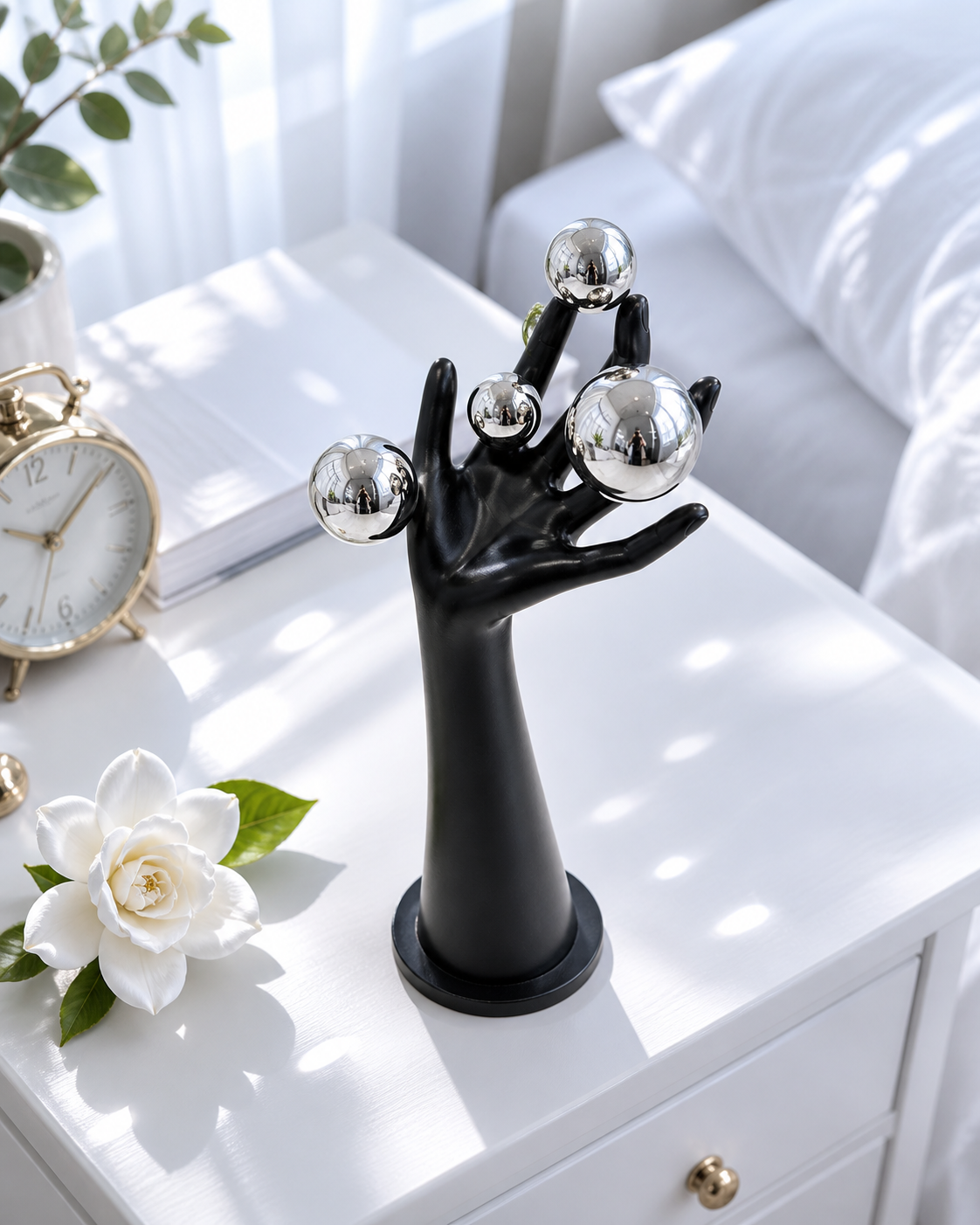 Hand with Balls | Sculpture | Modern Decor | Black