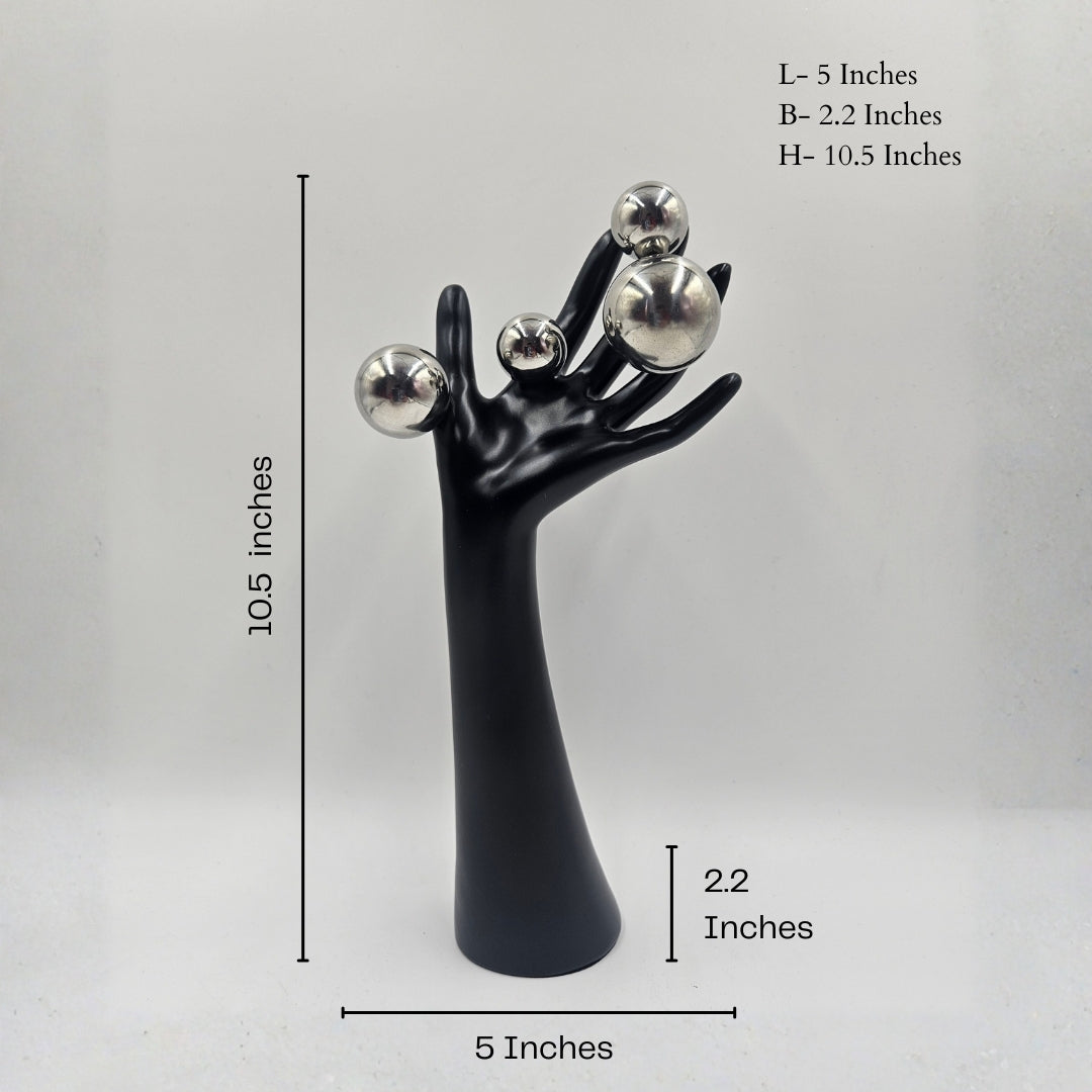 Hand with Balls | Sculpture | Modern Decor | Black