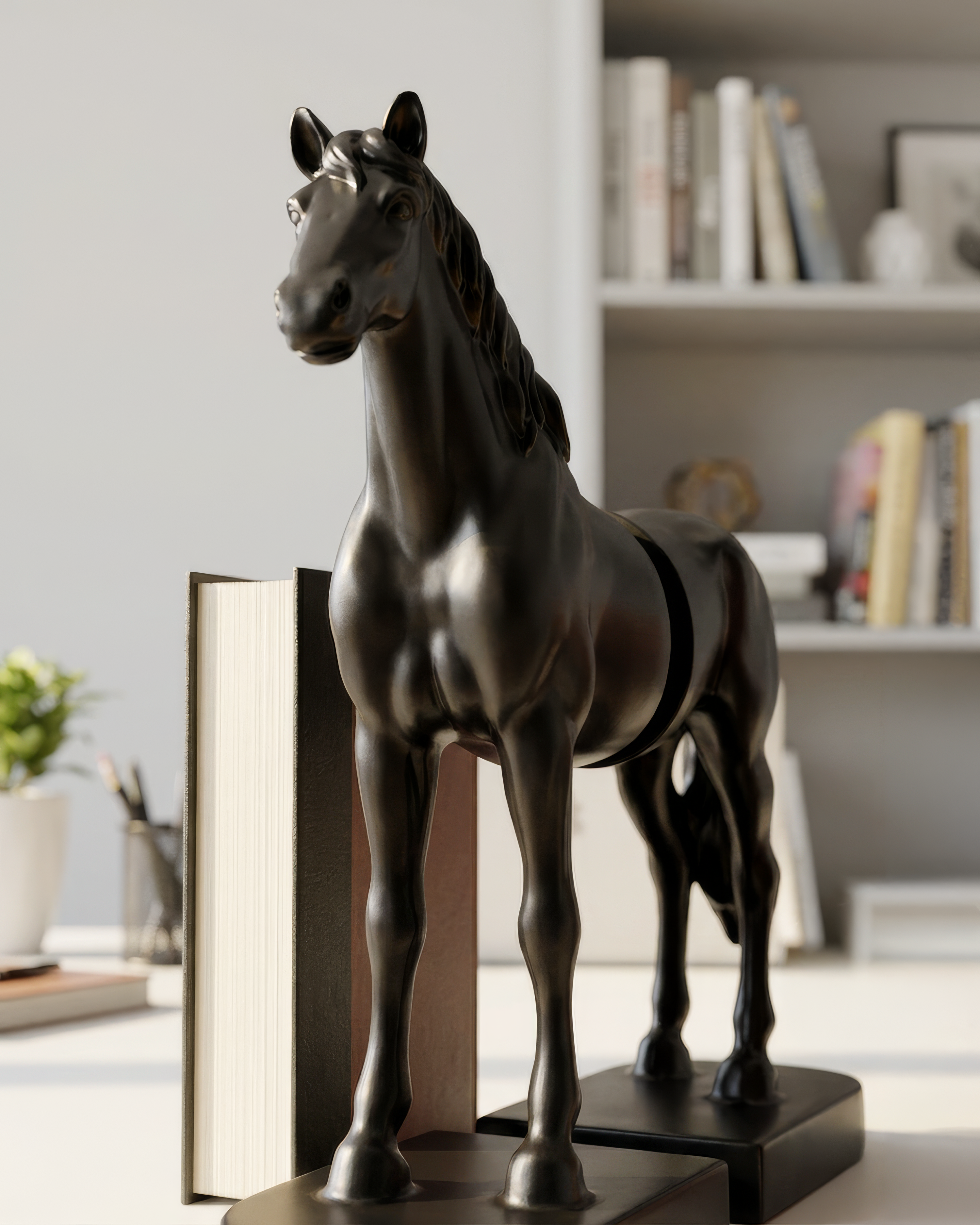 Half Horse | Book Holder | Decorative Bookend | Black