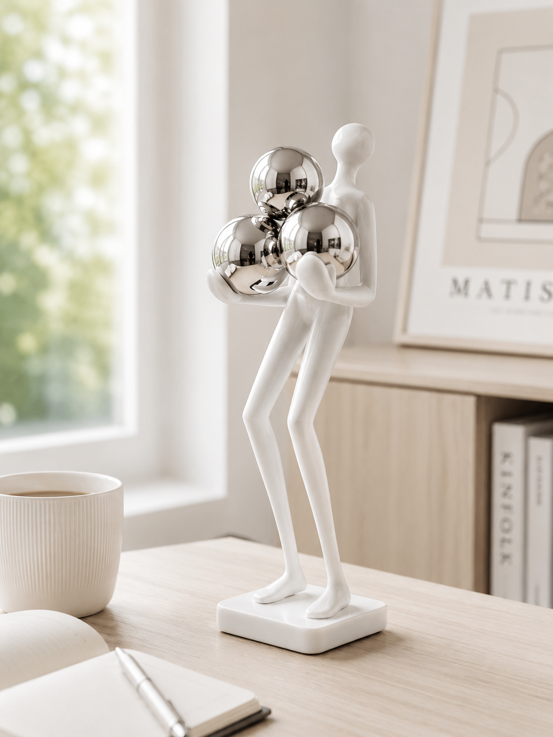 Man with Balls | Figurine | Modern Decor | White