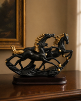 3 Running Horses | Sculpture | Modern Home Decor | Black