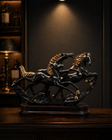 3 Running Horses | Sculpture | Modern Home Decor | Black