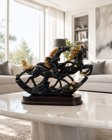 3 Running Horses | Sculpture | Modern Home Decor | Black