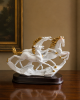 3 Running Horses | Statue | Home Decor Figurine | White