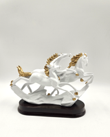 3 Running Horses | Statue | Home Decor Figurine | White