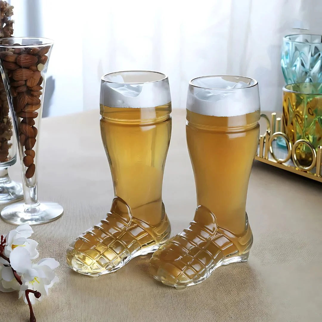 Football Boot Shaped Beer Glass Set of 2 | 370ml Each | Premium Beer Glasses for Home Bar, Parties & Sports Fans