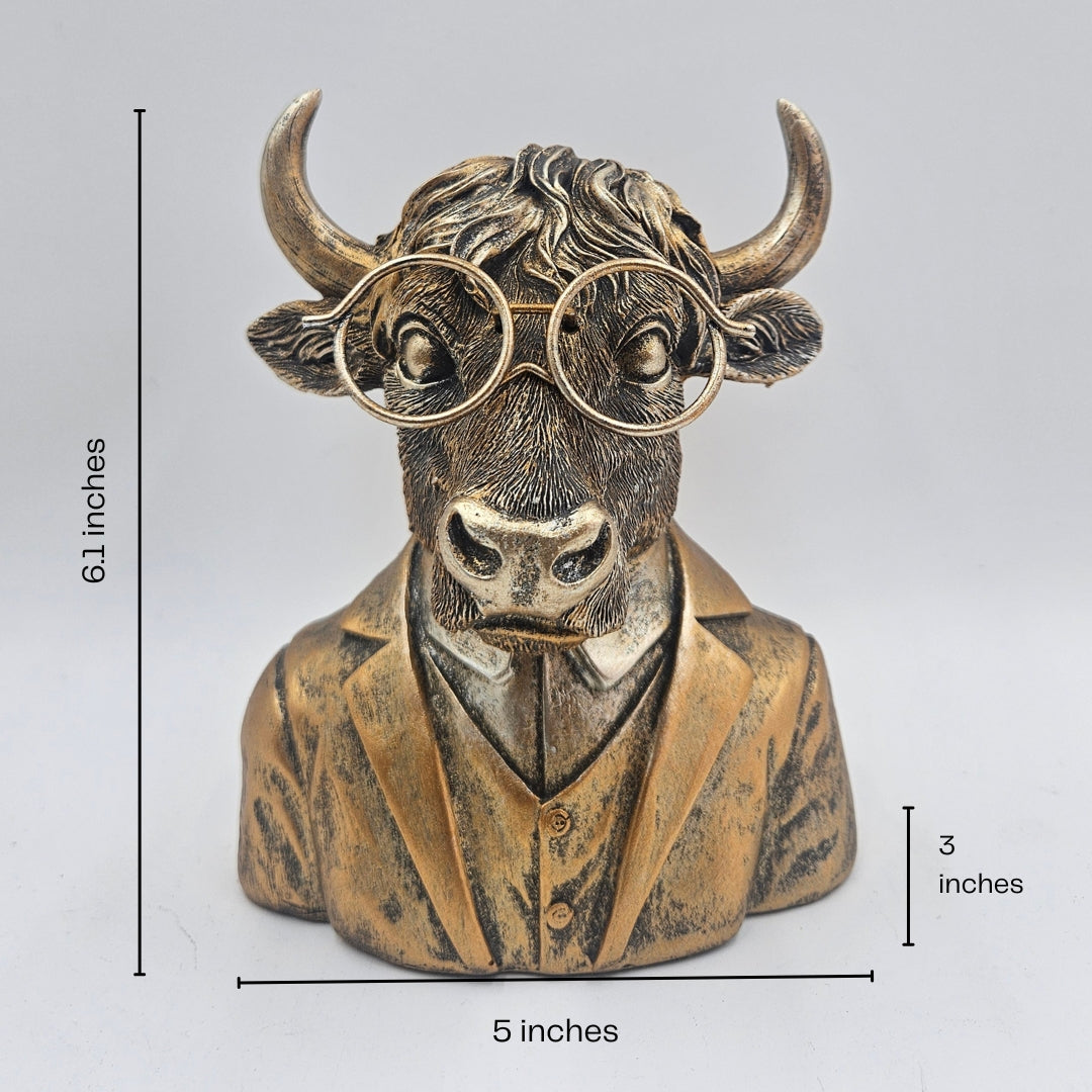 Half Bull Head | Sculpture | Decor Accent | Classic