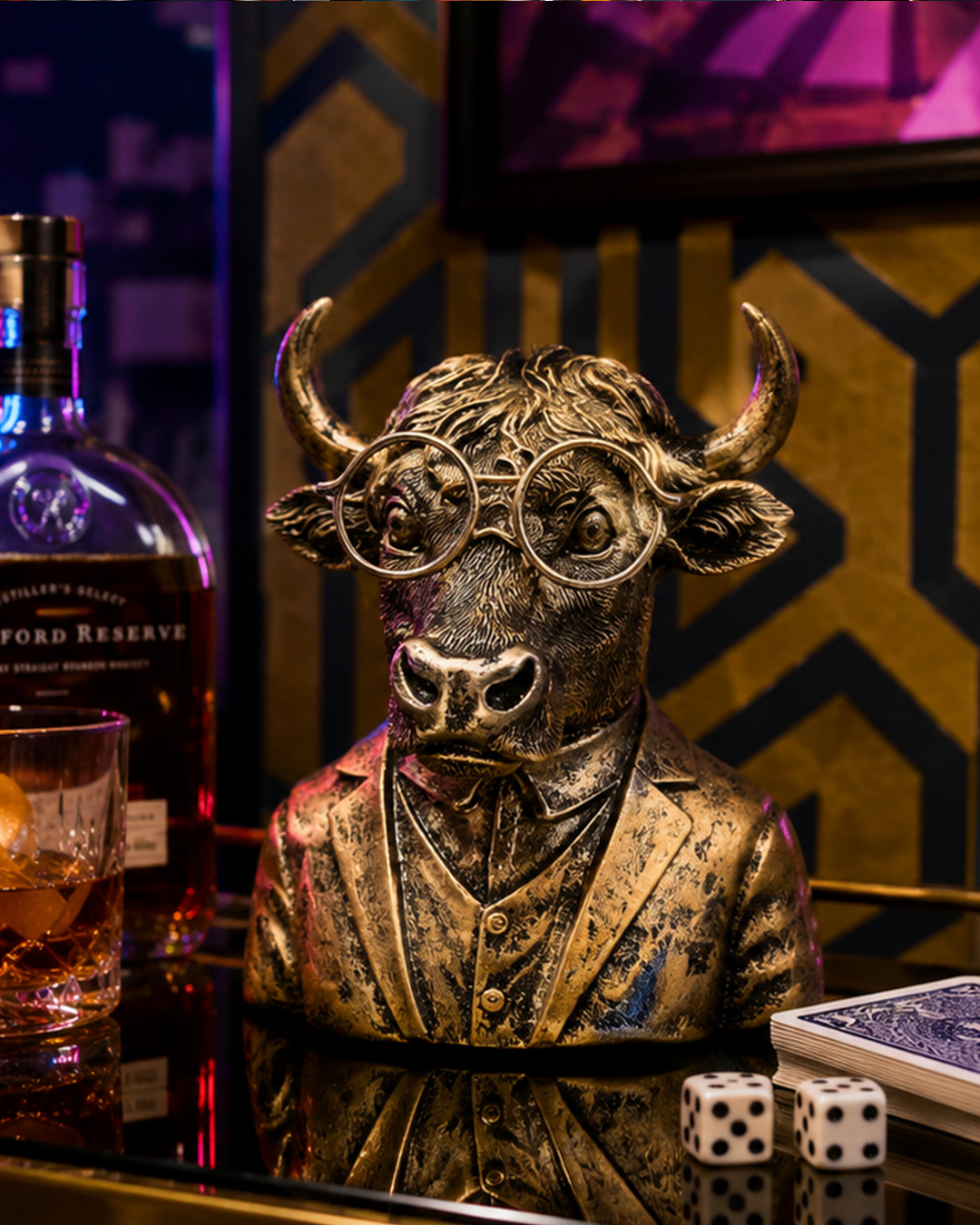 Half Bull Head | Sculpture | Decor Accent | Classic